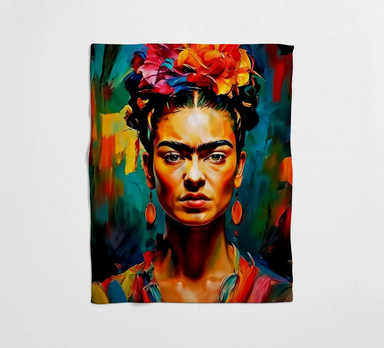 Frida Painting fleece blanket by Popo Photograph