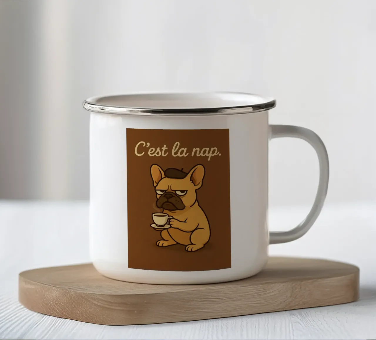 Meme divertente sul bulldog francese tazza in smalto da Funny Humor Art