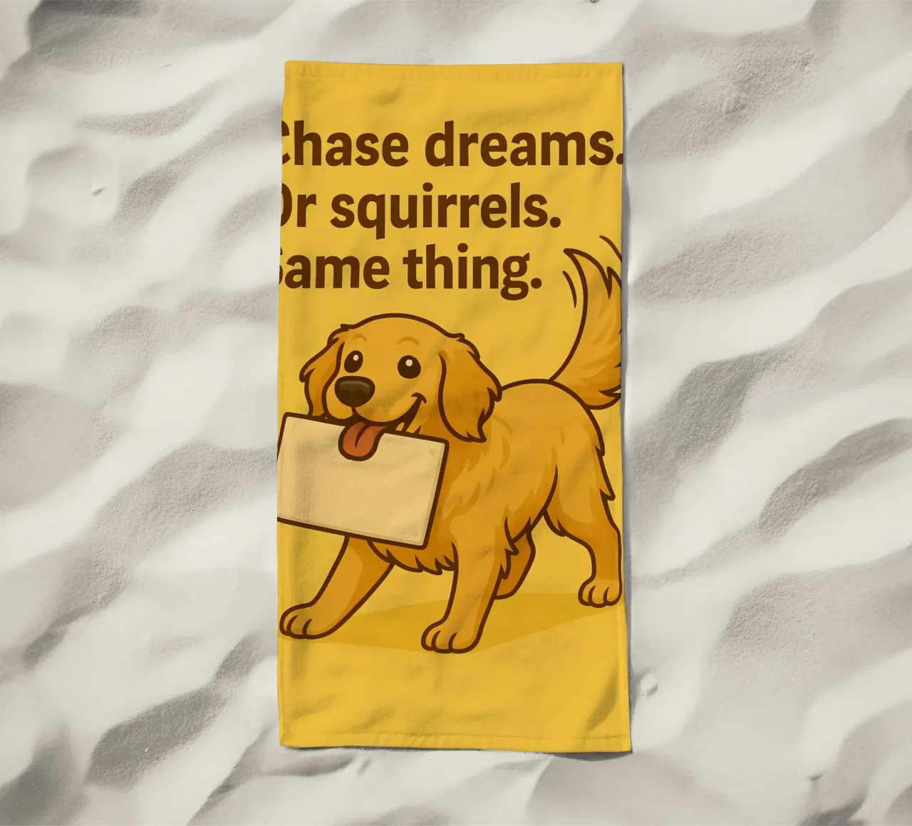 Meme divertente sul Golden Retriever telo mare da Funny Humor Art