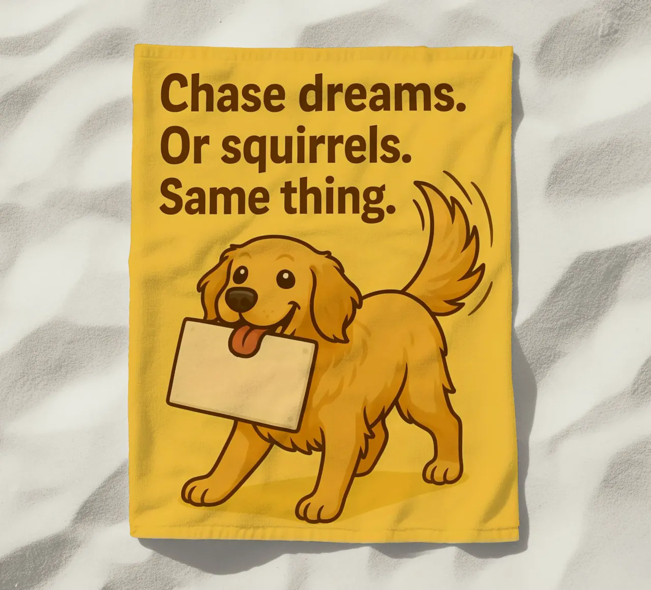 Meme divertente sul Golden Retriever telo mare da Funny Humor Art