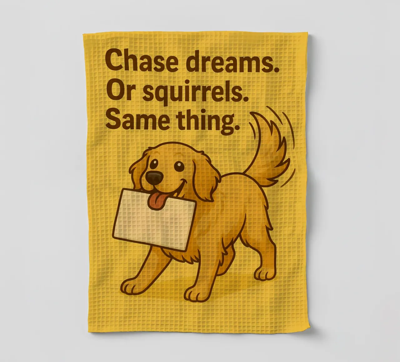 Meme divertente sul Golden Retriever canovaccio da cucina da Funny Humor Art