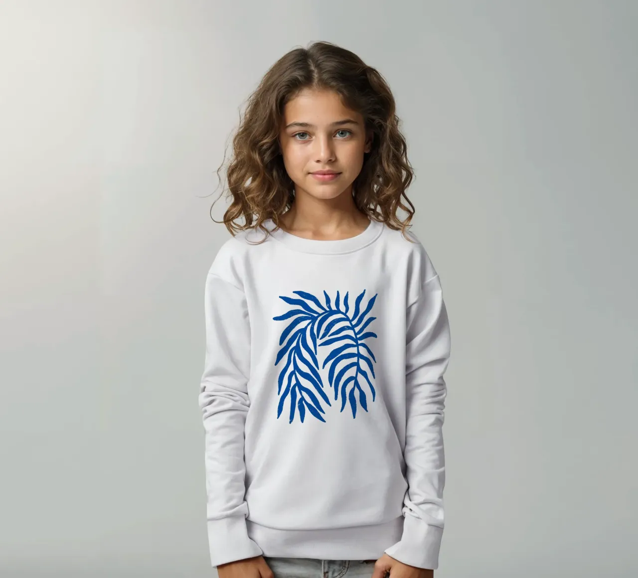Blauer Scherenschnitt Strukturierter Zweig 1 Kinder Sweatshirt von Wackapacka
