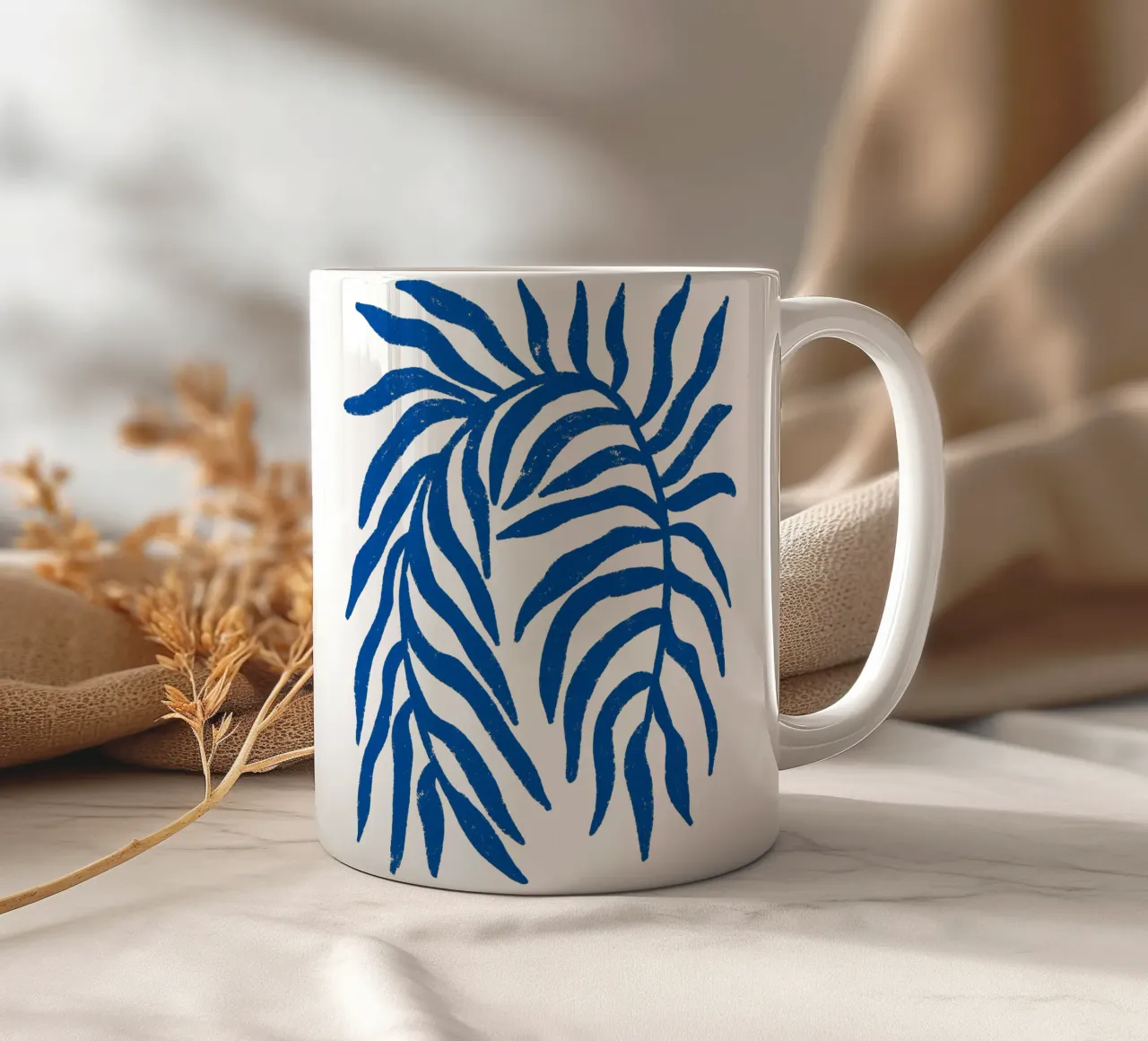 Blauw silhouet gestructureerde tak 1 keramische mok van Wackapacka