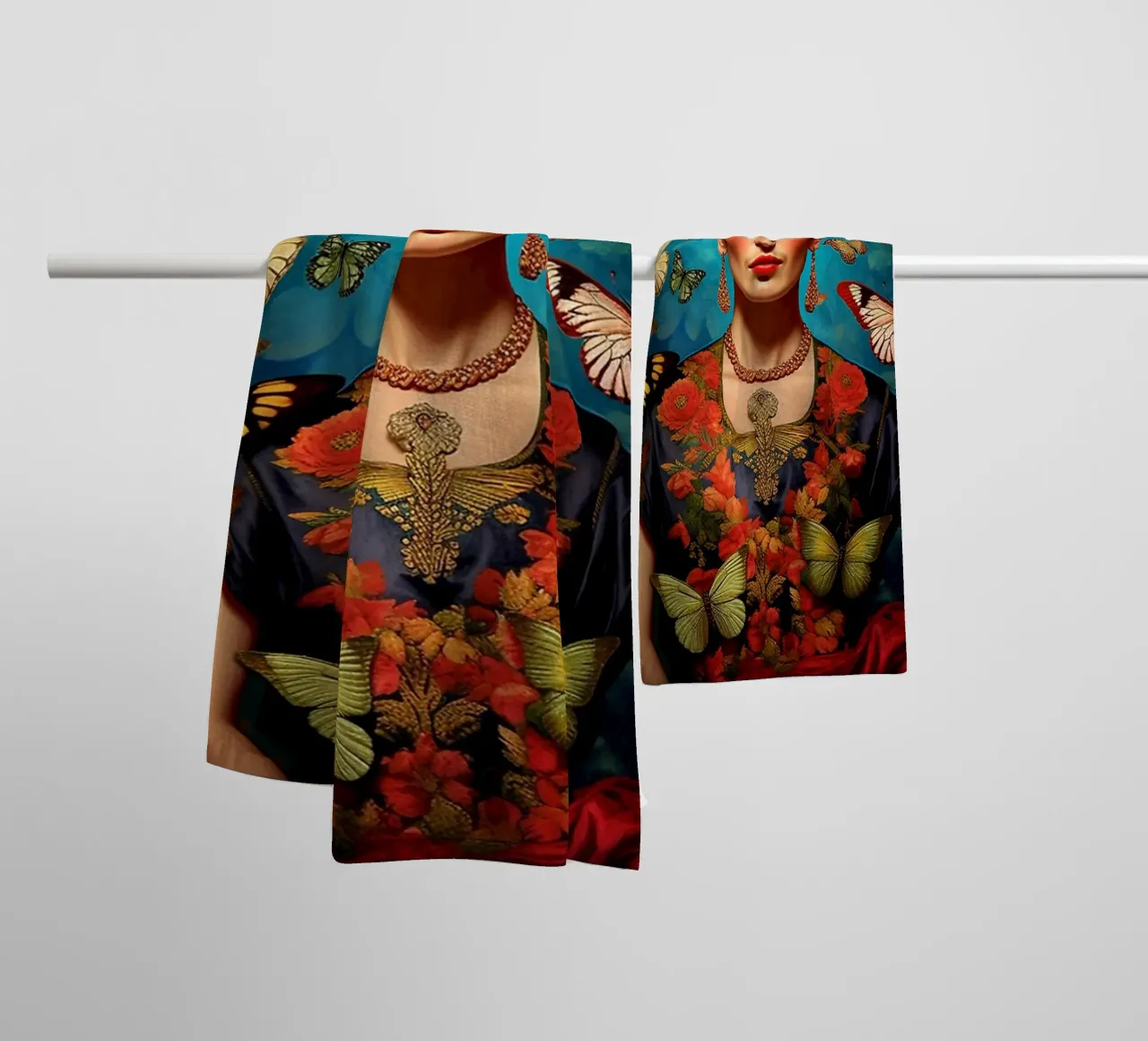 Frida Butterflies towel by Popo Photograph