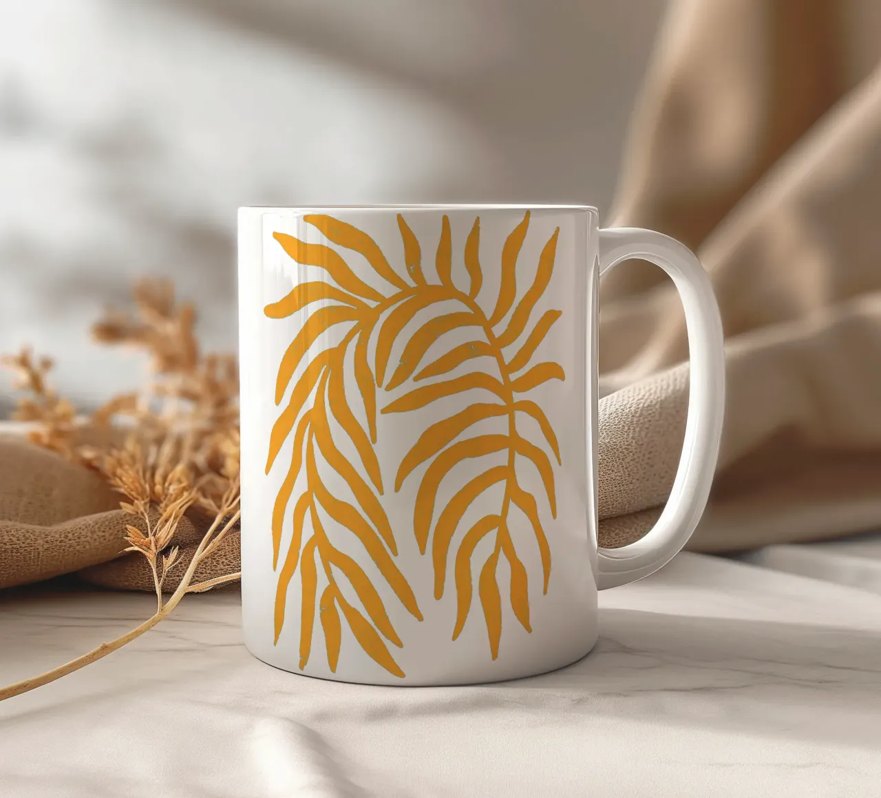 Silhouette gialla Ramo strutturato 1 tazza in ceramica da Wackapacka