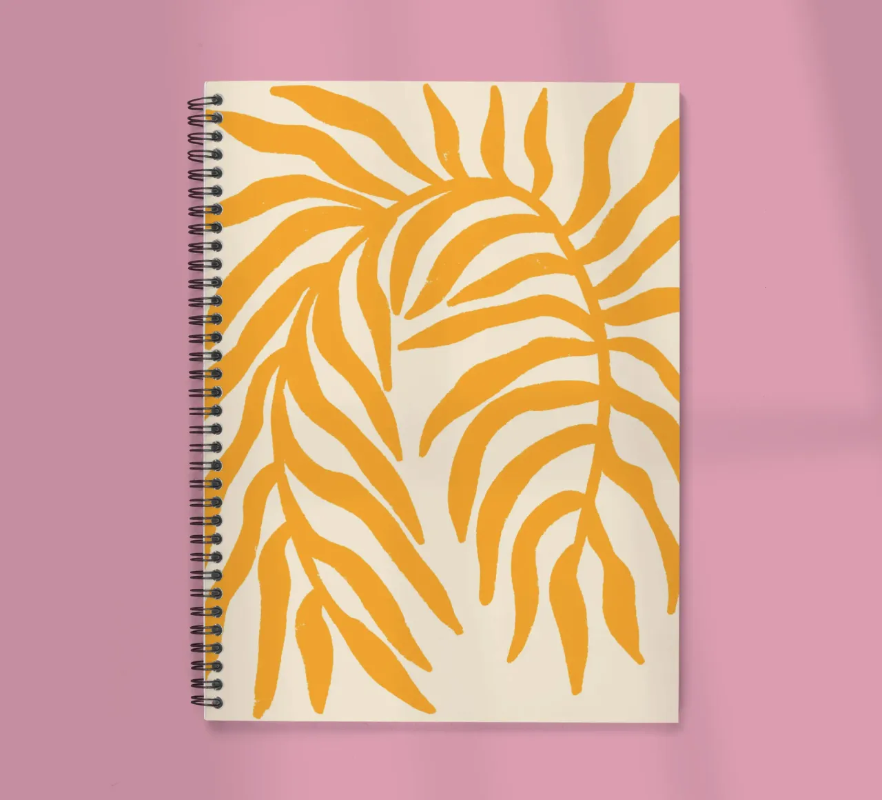 Yellow Silhouette Textured Branch 1 spiral notebook by Wackapacka