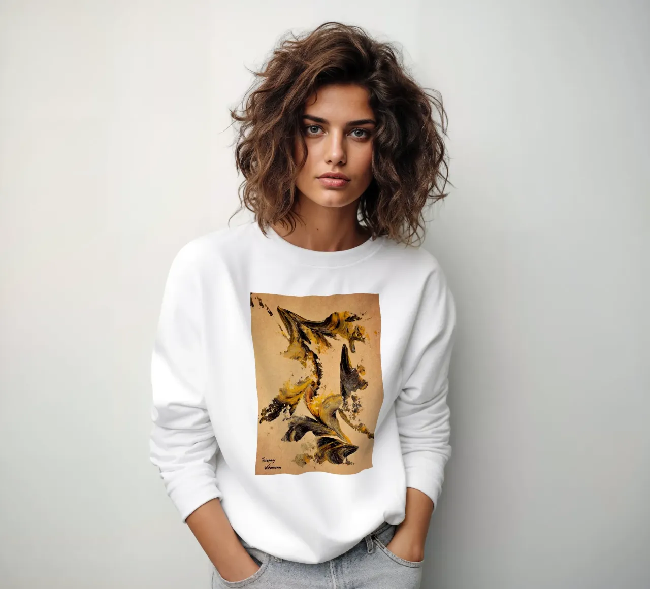 MESSAGE FROM THE HEART 27 sweatshirt van Thierry Vobmann Abstract painting