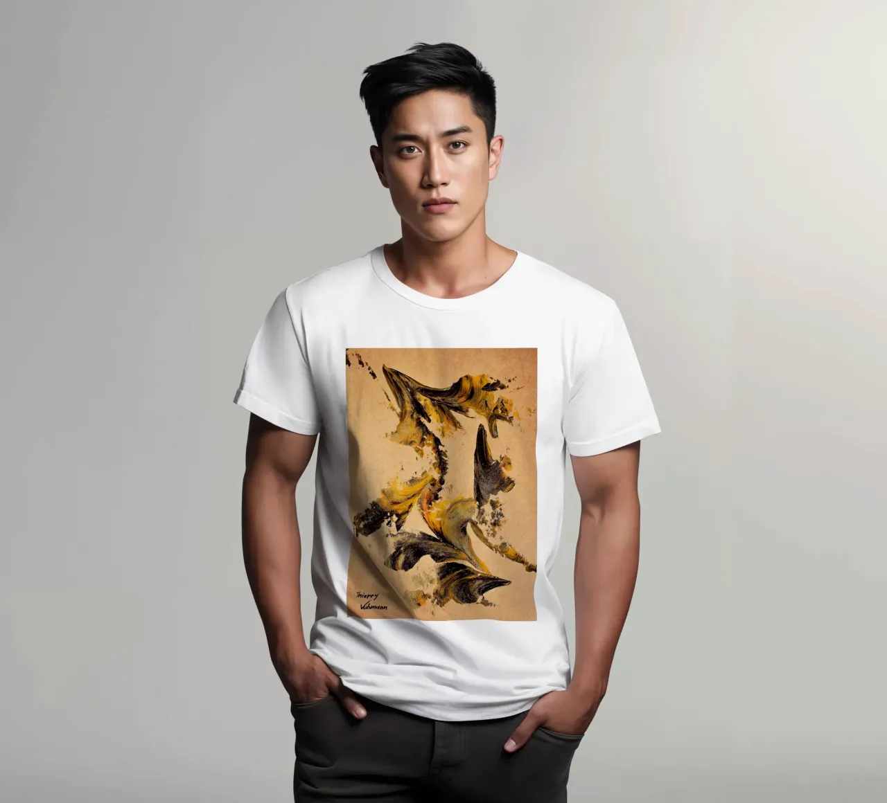 MESSAGE FROM THE HEART 27 t-shirt da Thierry Vobmann Abstract painting