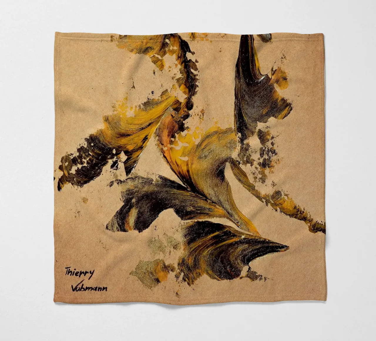 MESSAGE FROM THE HEART 27 coperta in pile da Thierry Vobmann Abstract painting