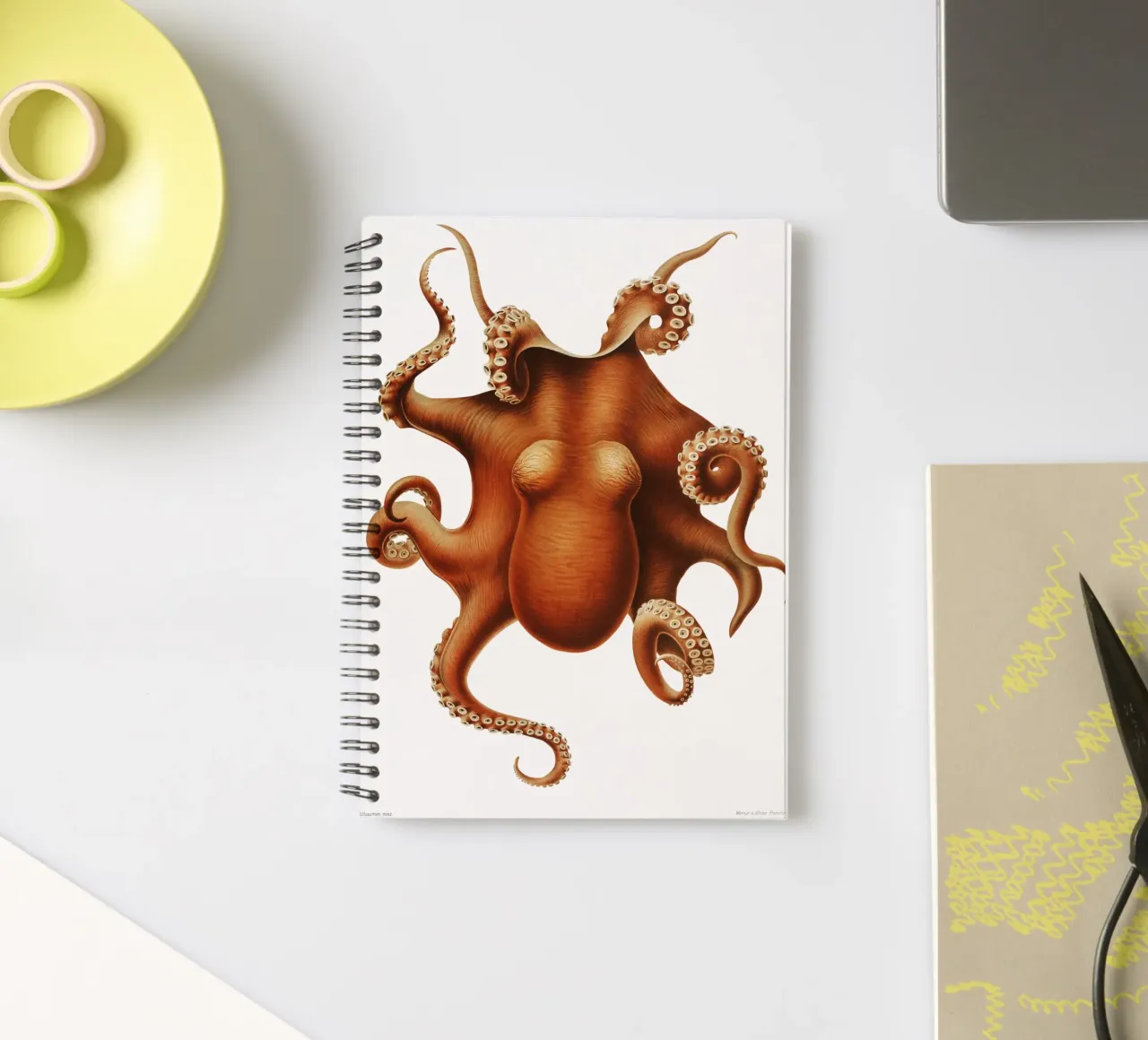Illustration de pieuvre de l'Expédition allemande en eaux profondes, carnet à spirale de Venus Art