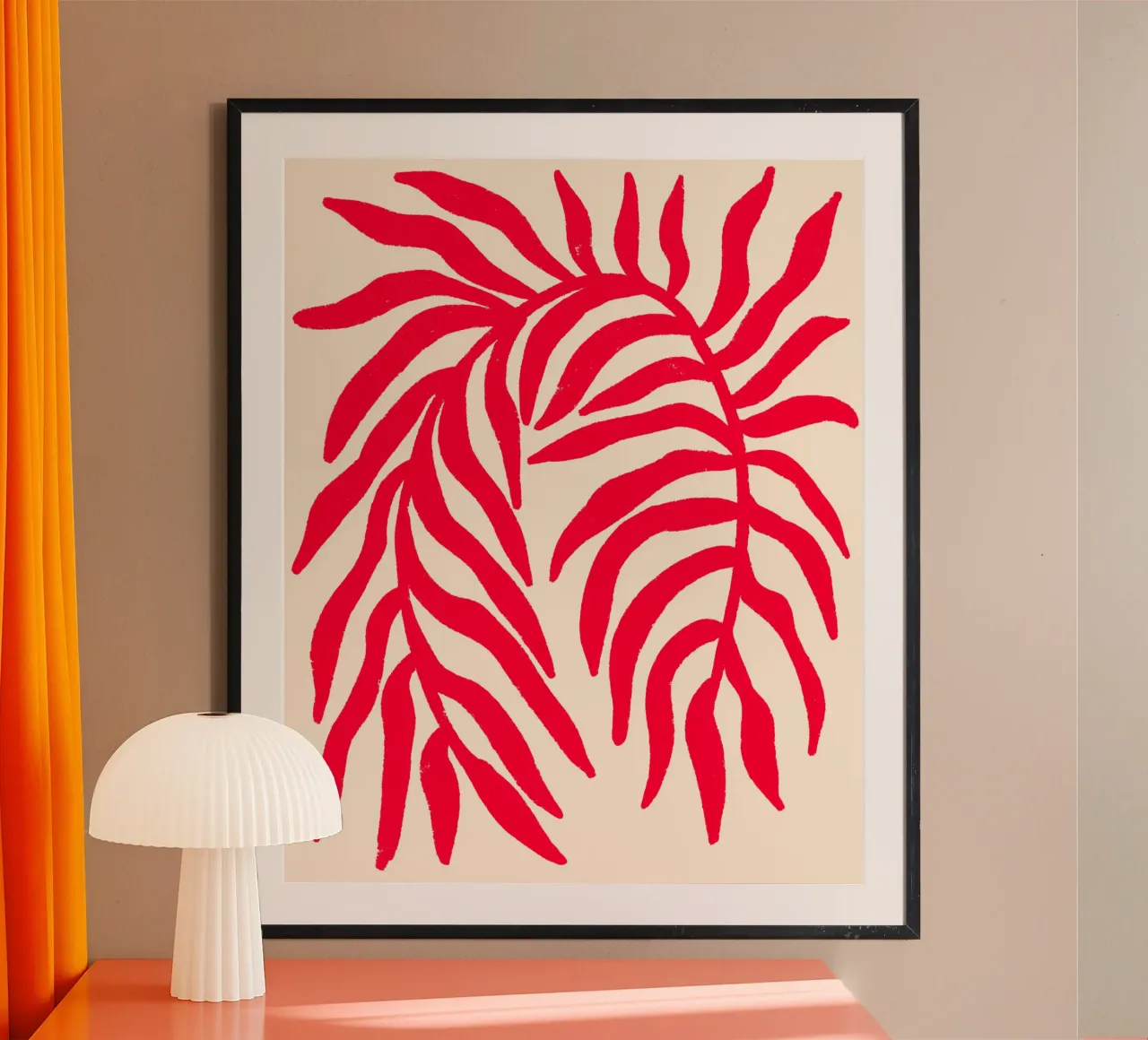 Silhouette rossa Ramo strutturato 1 poster con telaio in plastica da Wackapacka