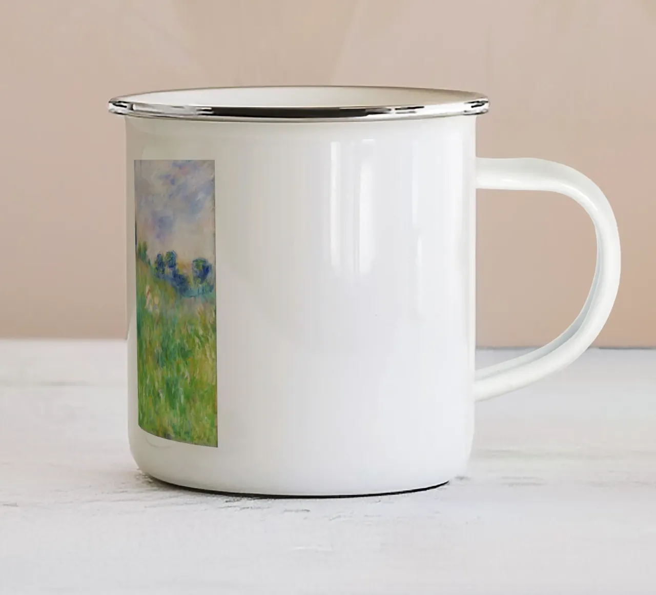 Prato (La Prairie) (1880) di Pierre-Auguste Renoir tazza in smalto da Venus Art