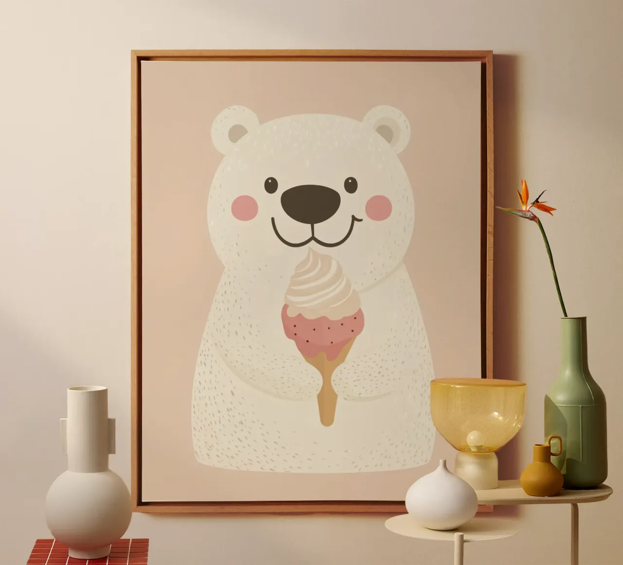 Orso polare stravagante tela con Cornice a cassetta da Happy Littles