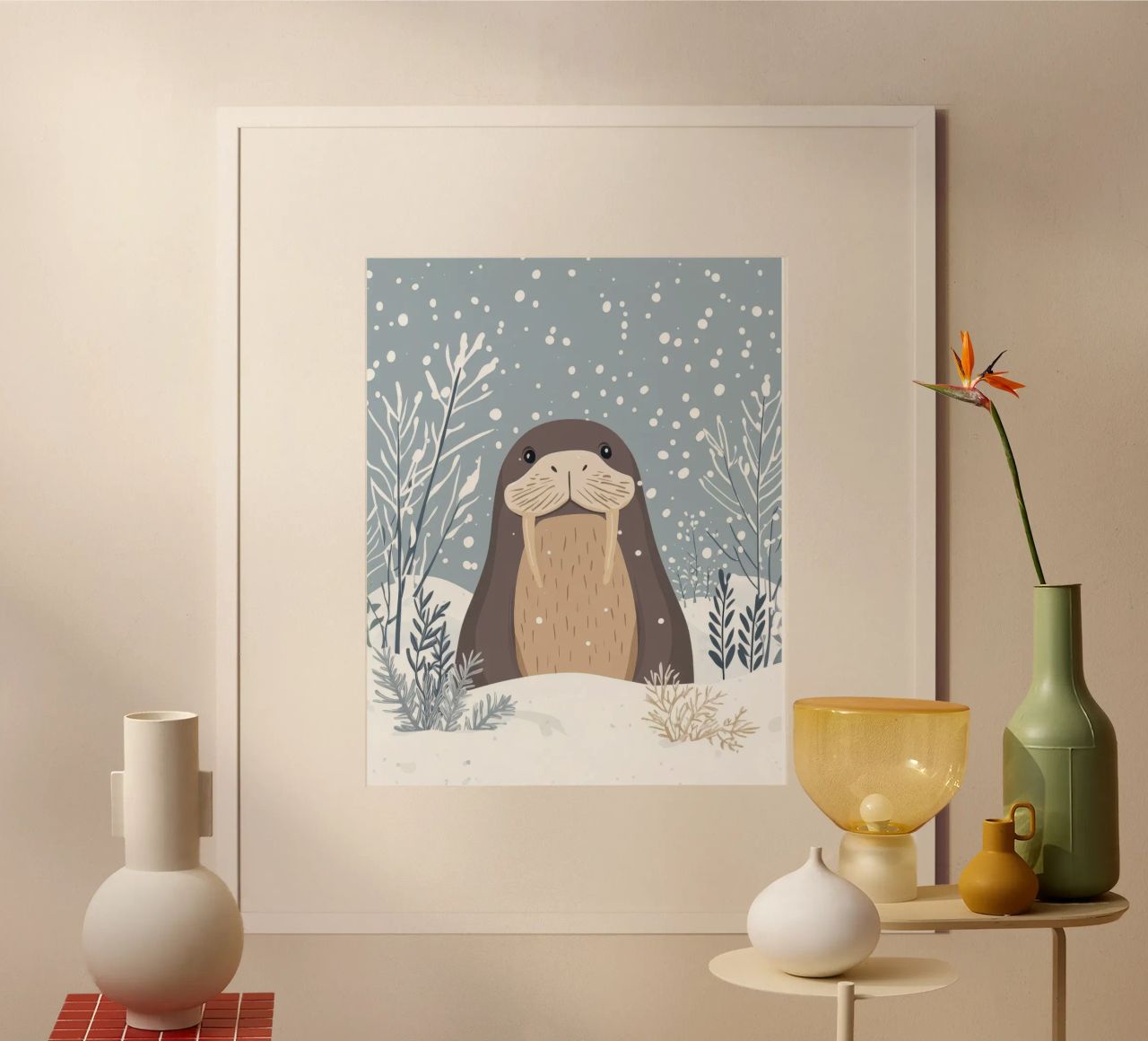 Grillige walrus poster van Happy Littles