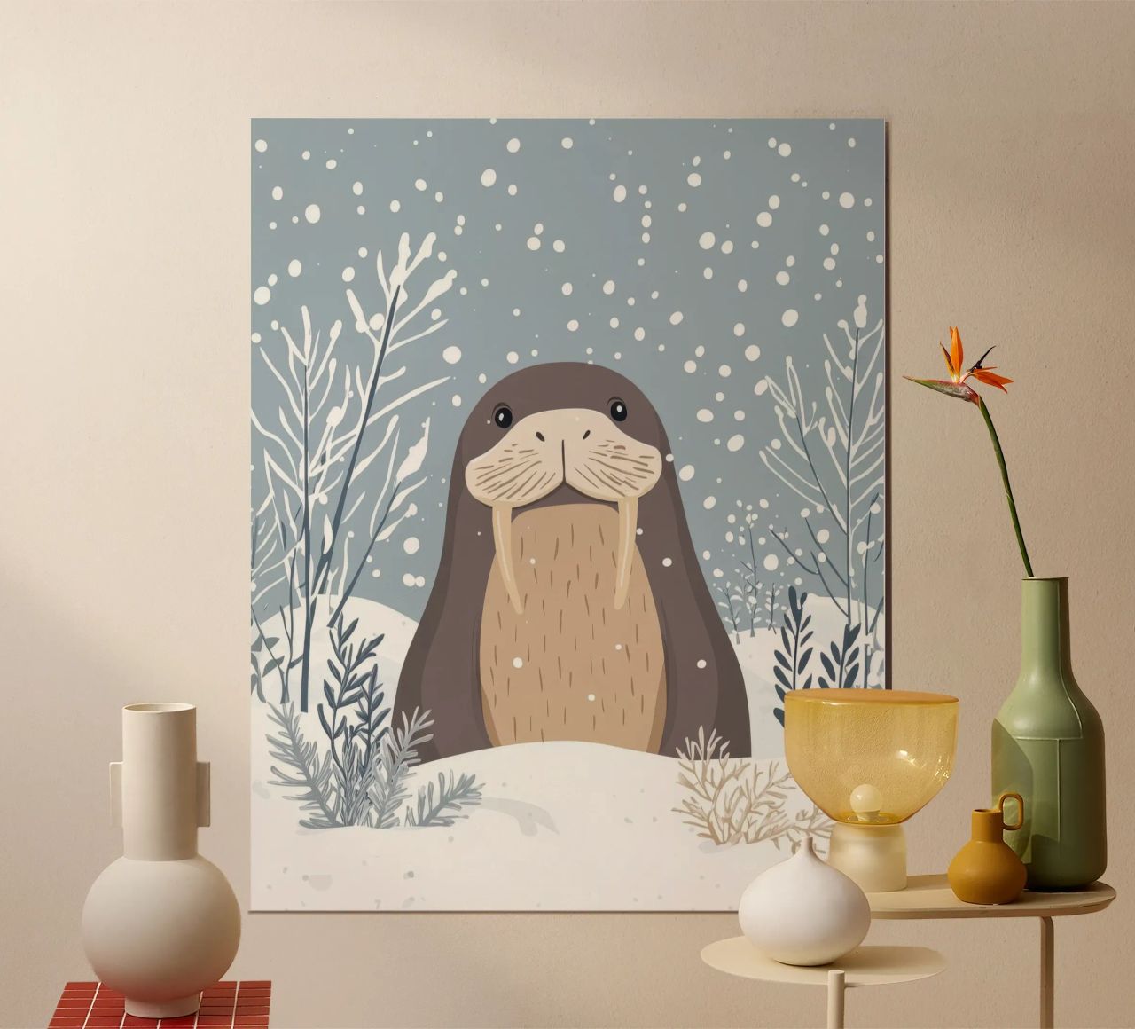 Grillige walrus poster van Happy Littles