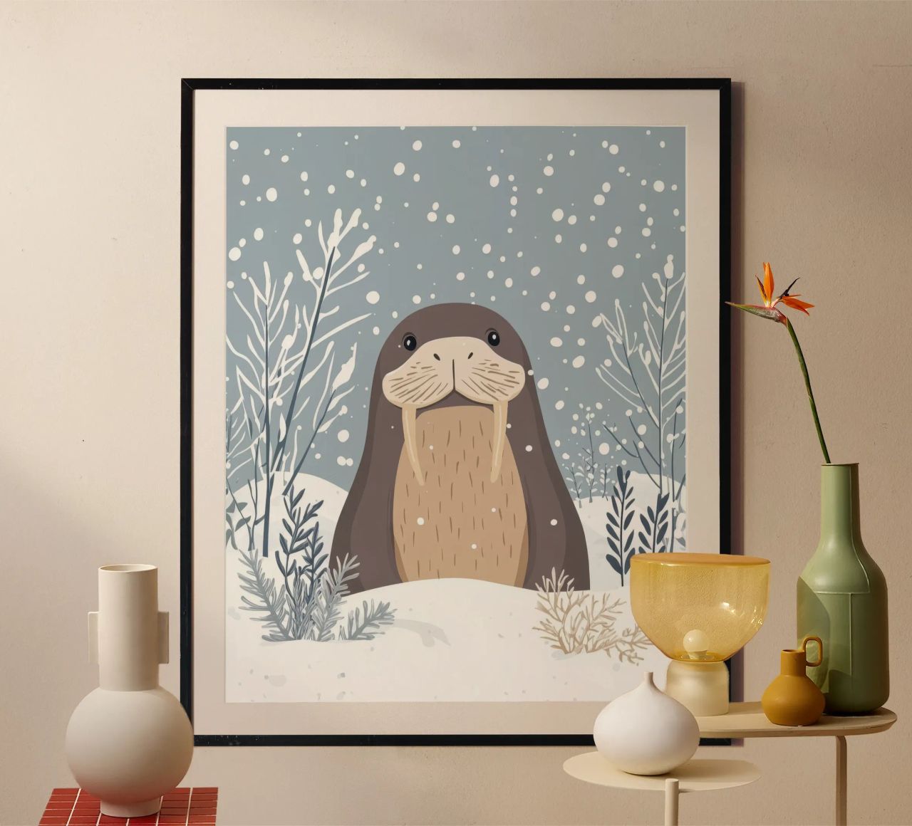 Grillige walrus poster van Happy Littles