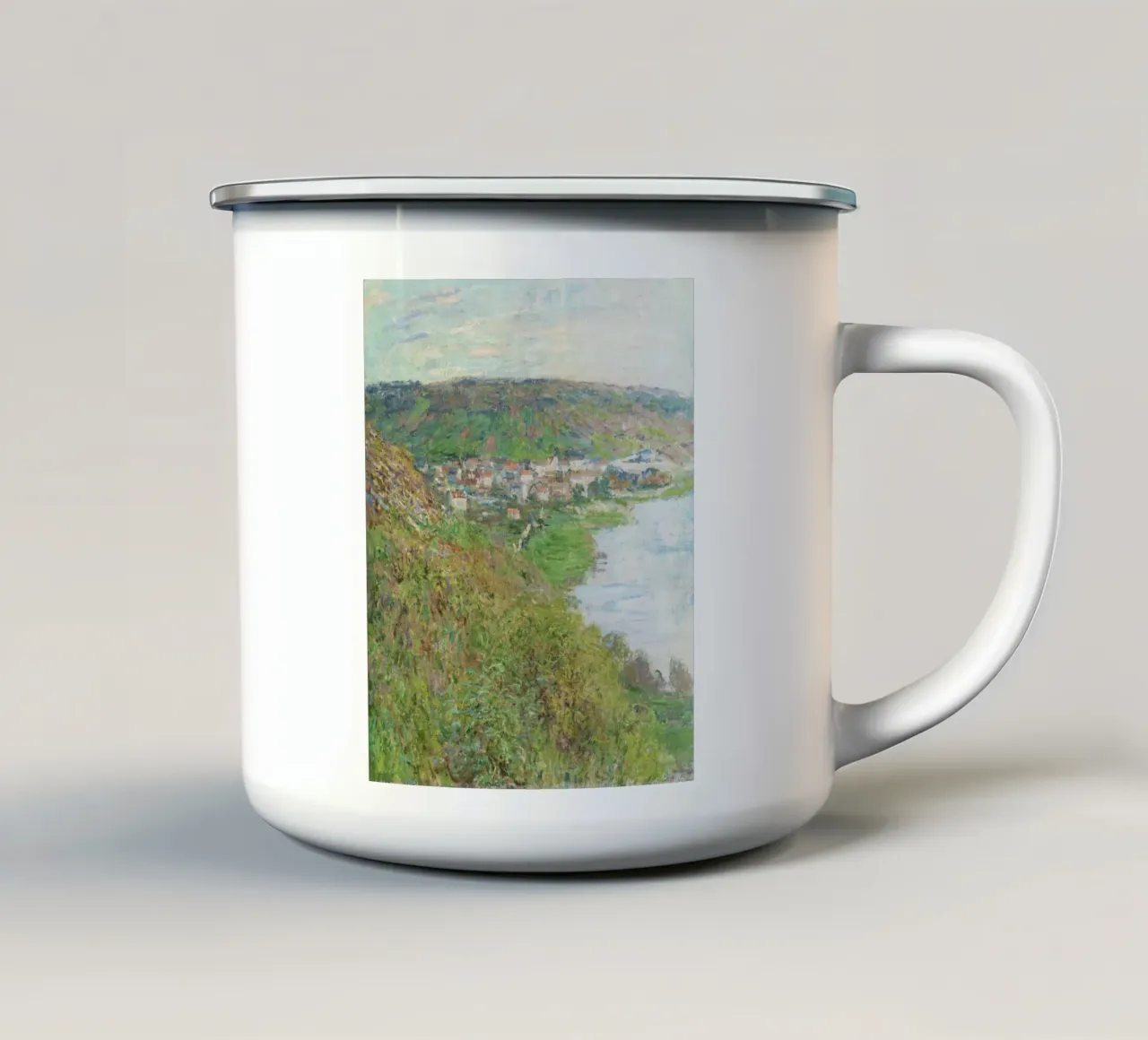 Veduta di Vétheuil (1880) di Claude Monet tazza in smalto da Monet Art Prints