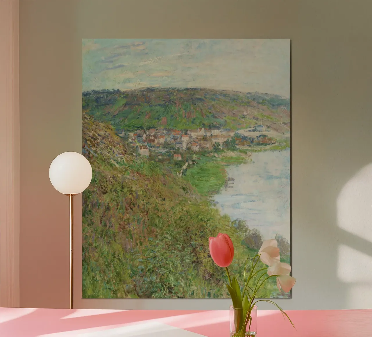 Vue de Vétheuil (1880) par Claude Monet poster avec cadre en bois de Monet Art Prints