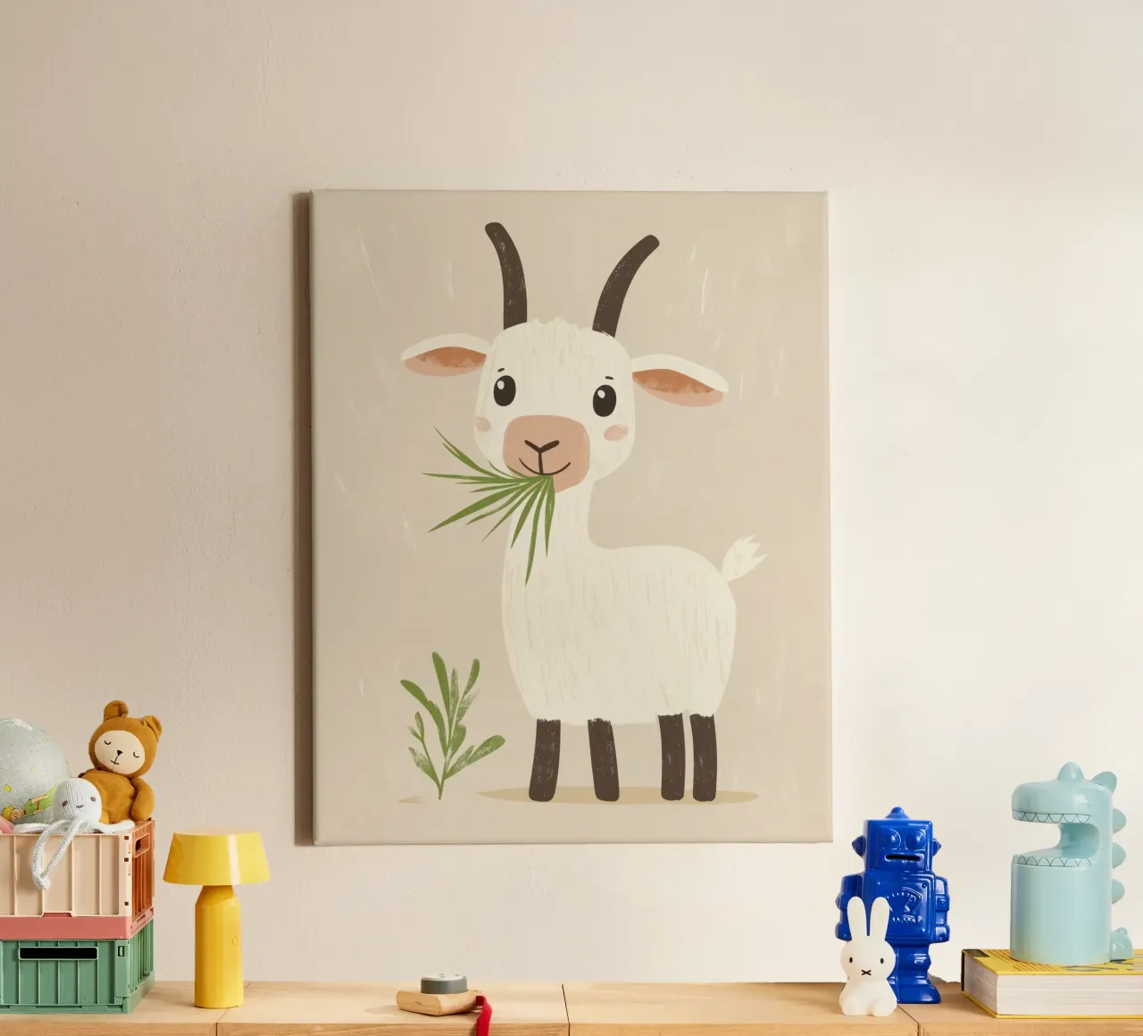 Grillige geit canvas met Baklijst van Happy Littles