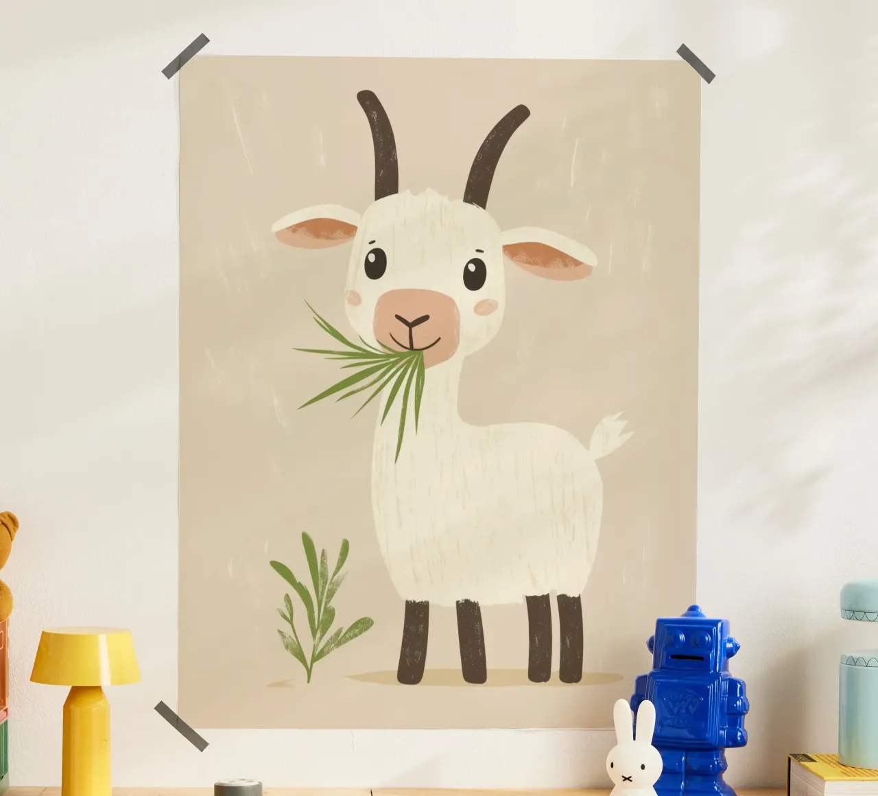 Capra stravagante poster con telaio in alluminio da Happy Littles