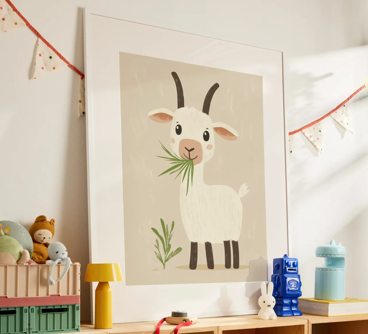 Capra stravagante poster con telaio in alluminio da Happy Littles