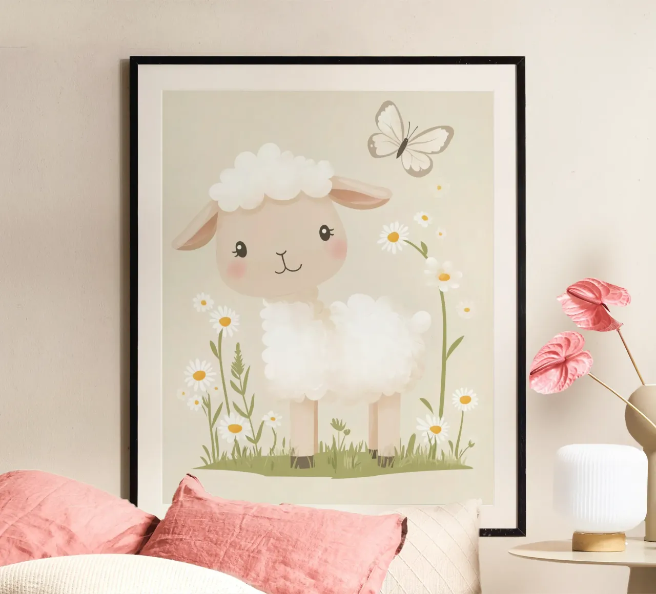 Pecore capricciose poster con telaio in legno da Happy Littles