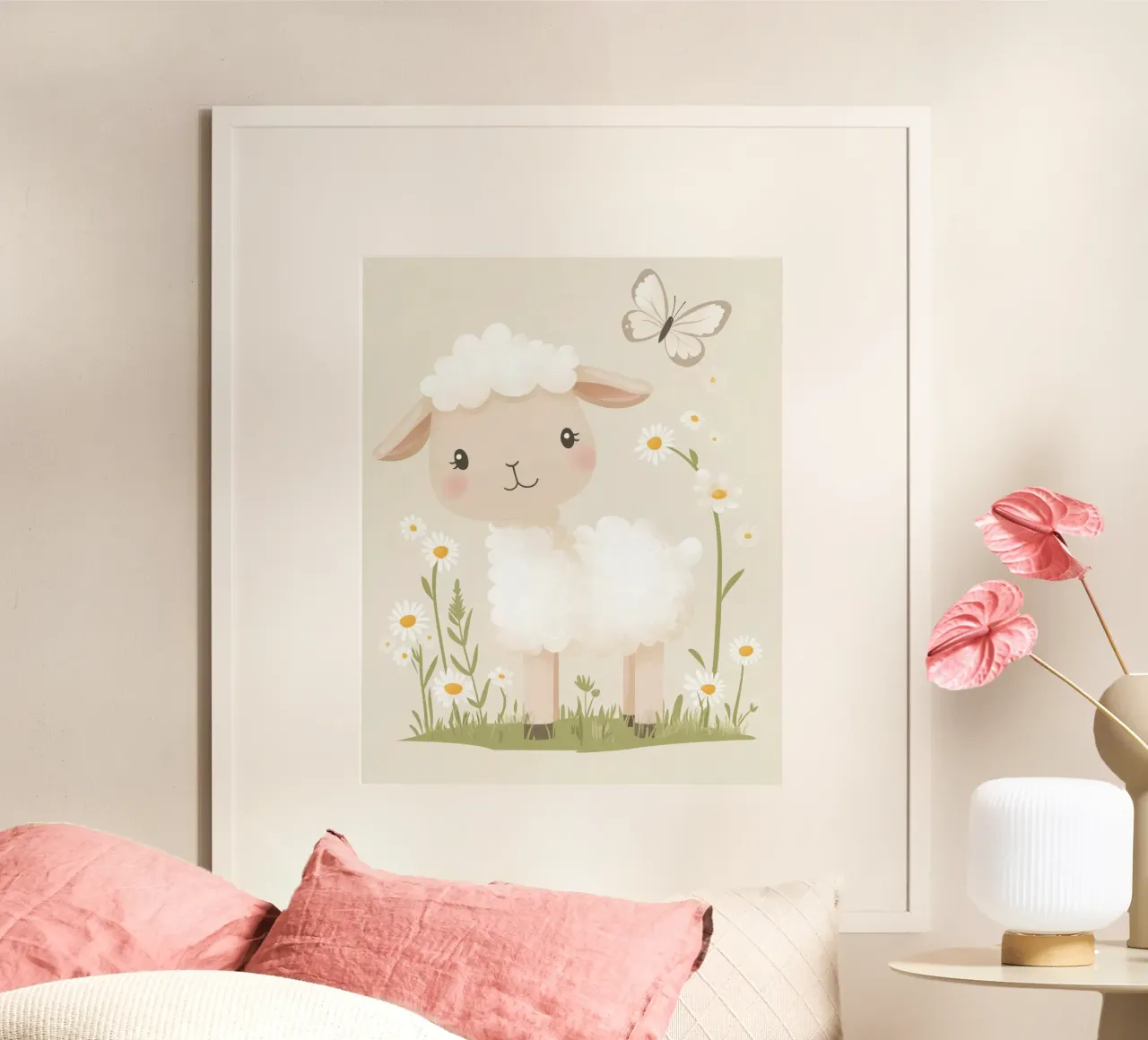 Pecore capricciose poster con telaio in legno da Happy Littles