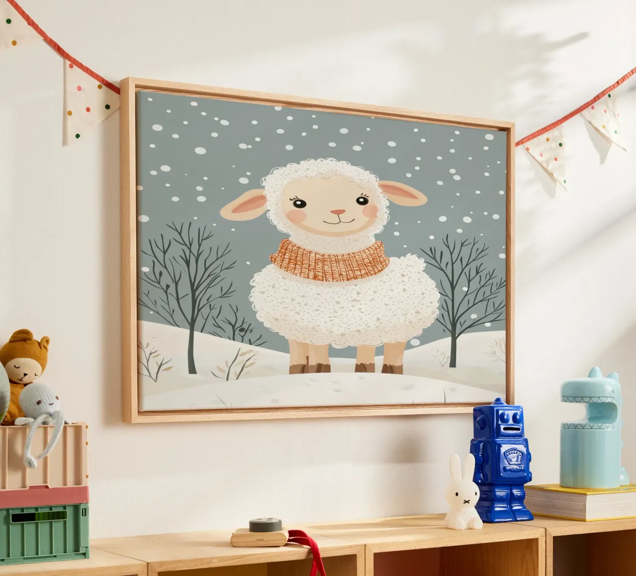 Pecore capricciose tela con Cornice a cassetta da Happy Littles