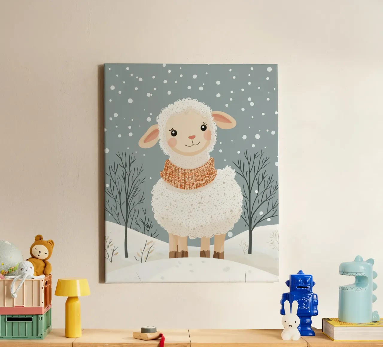 Pecore capricciose tela con Cornice a cassetta da Happy Littles