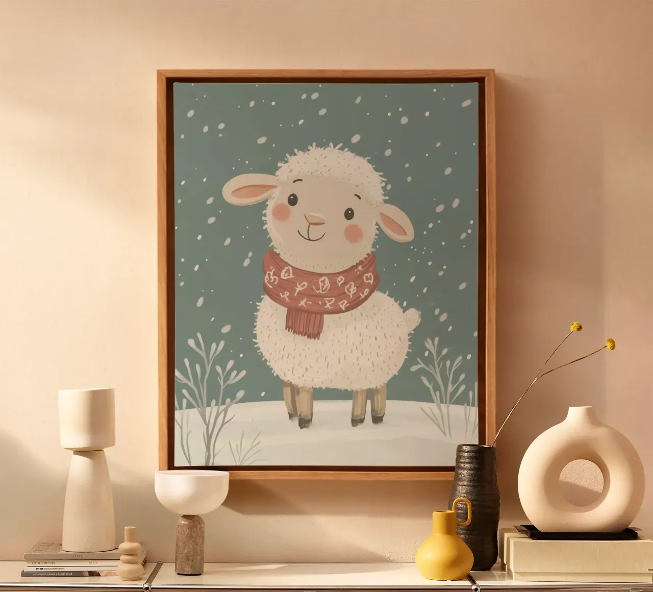 Pecore capricciose tela con Cornice a cassetta da Happy Littles