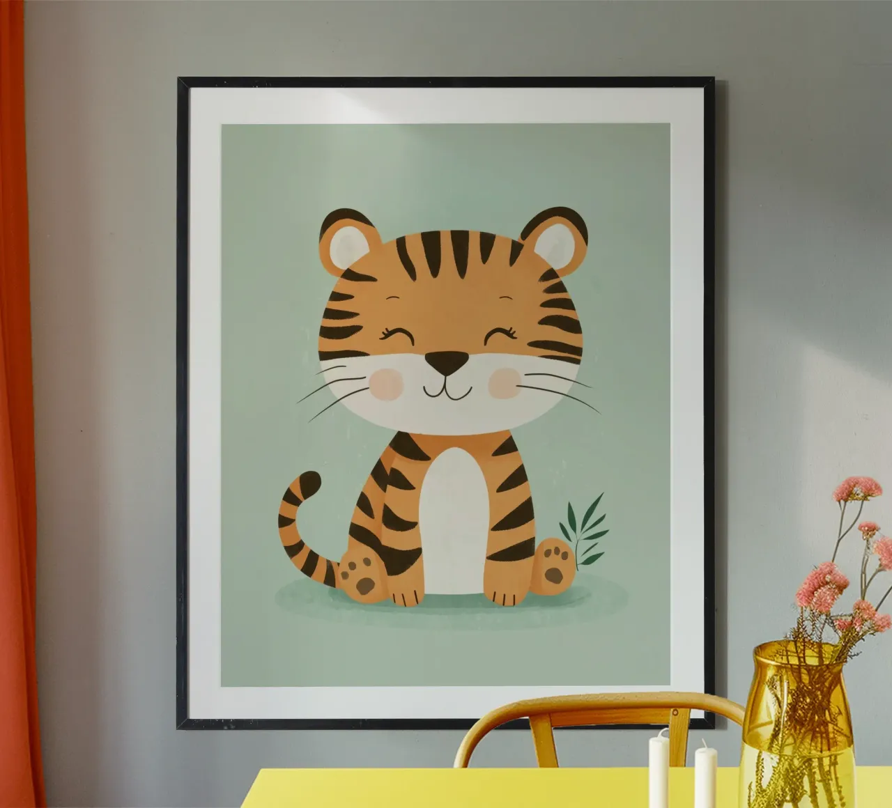 Tigre stravagante poster con telaio in alluminio da Happy Littles