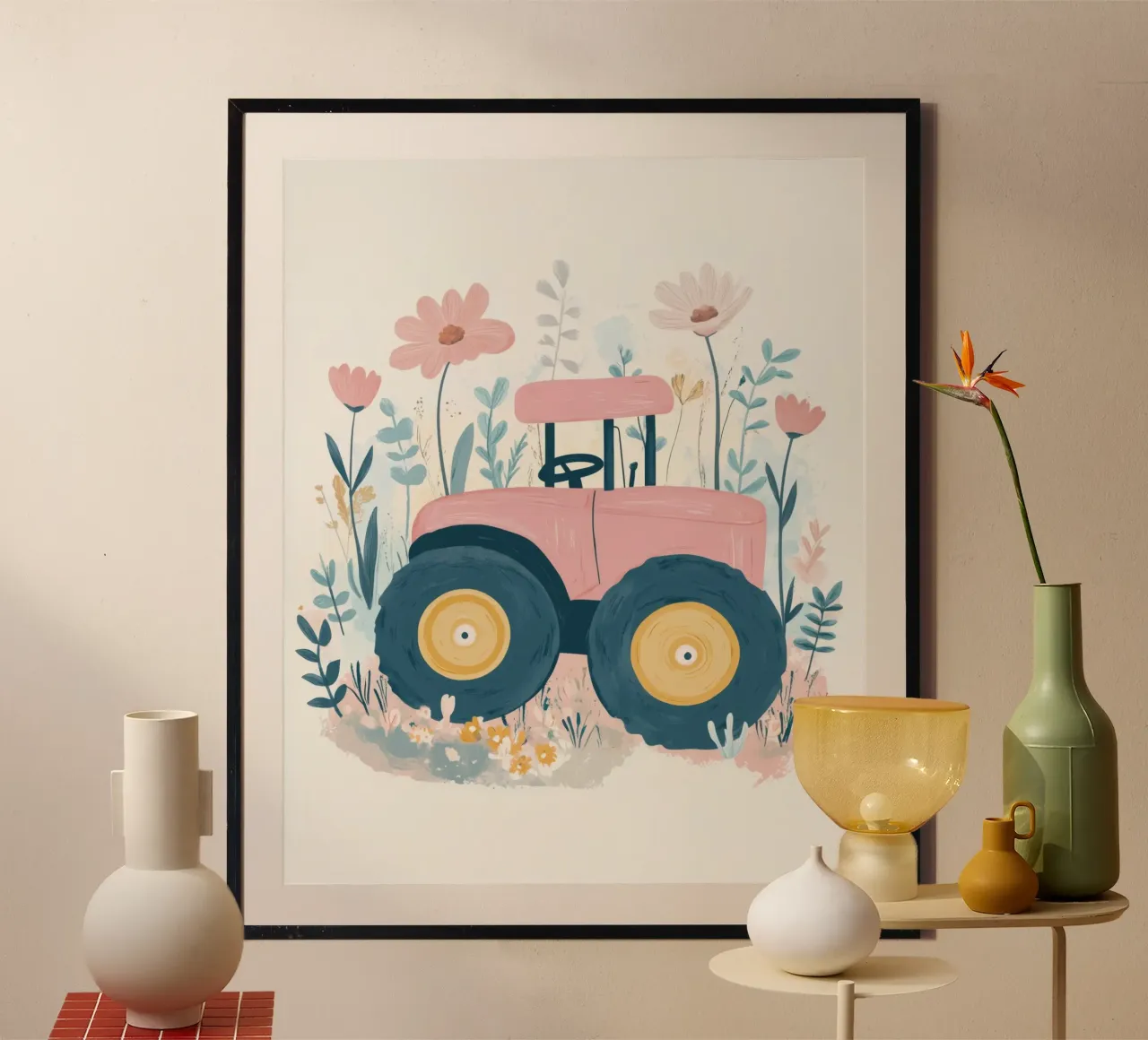 Trattore stravagante poster con telaio in alluminio da Happy Littles
