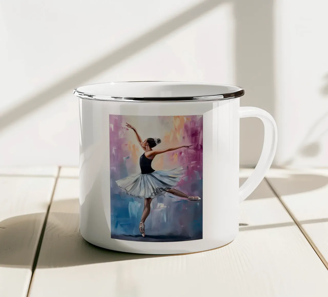 Ragazza che balla Pittura a olio tazza in smalto da Artful Muse