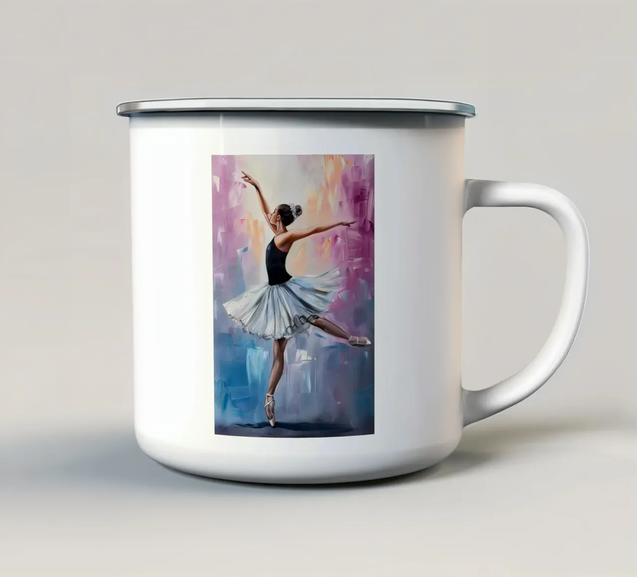 Ragazza che balla Pittura a olio tazza in smalto da Artful Muse