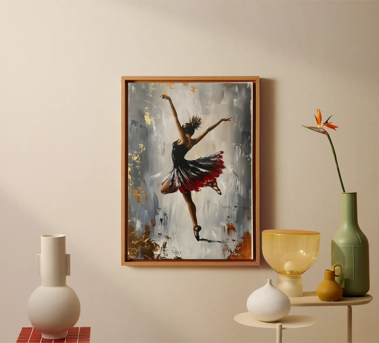 Dansend Meisje Olieverfschilderij canvas met Baklijst van Artful Muse
