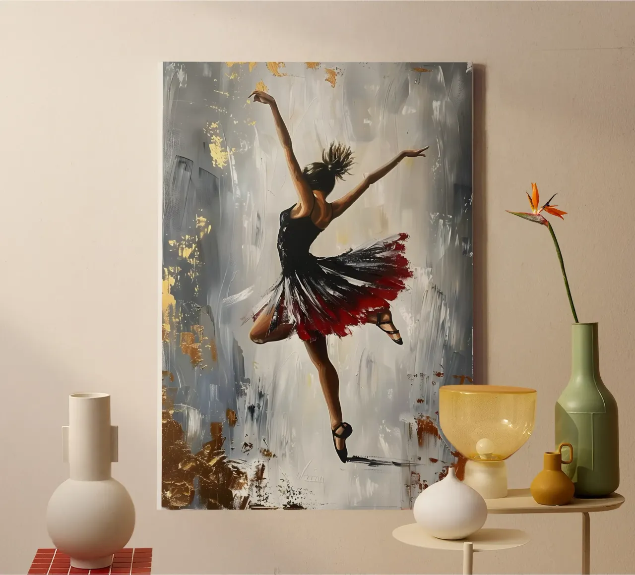 Dansend Meisje Olieverfschilderij canvas met Baklijst van Artful Muse