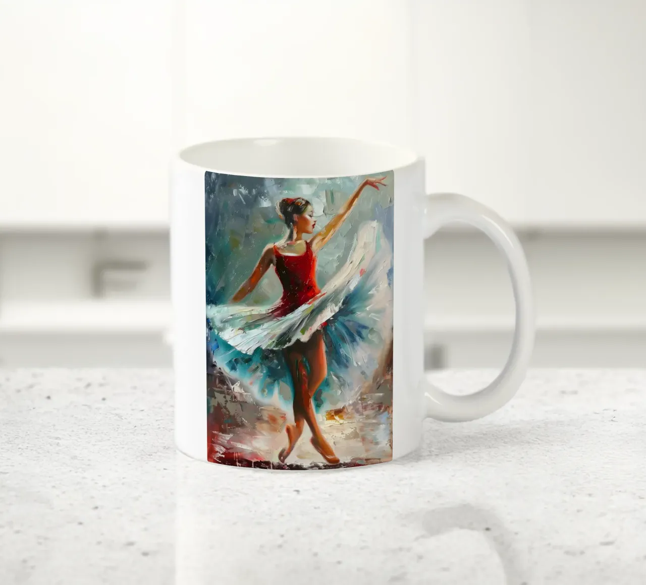 Ragazza che balla Pittura a olio tazza in ceramica da Artful Muse