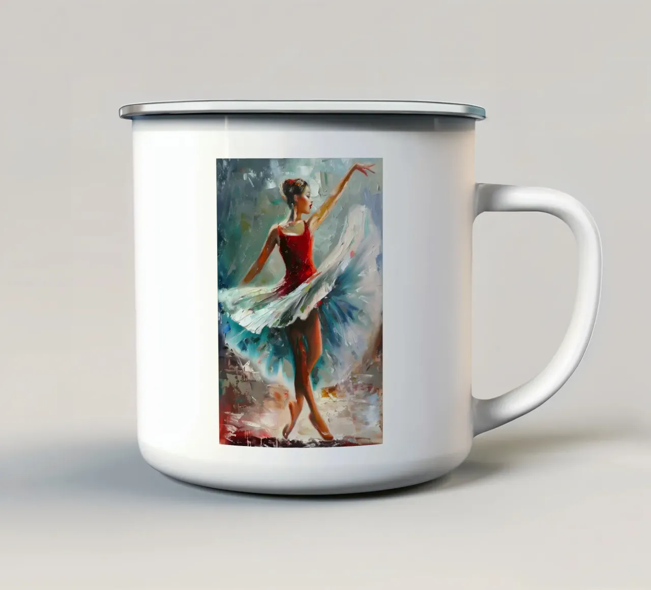 Ragazza che balla Pittura a olio tazza in smalto da Artful Muse