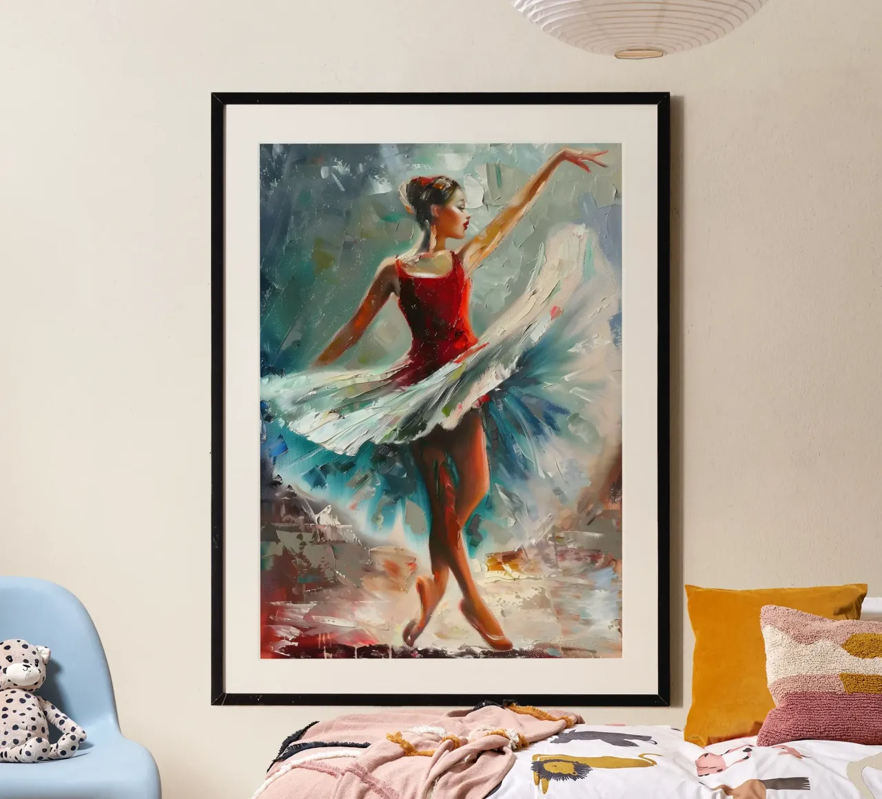 Peinture à l'huile d'une jeune fille dansante poster de Artful Muse