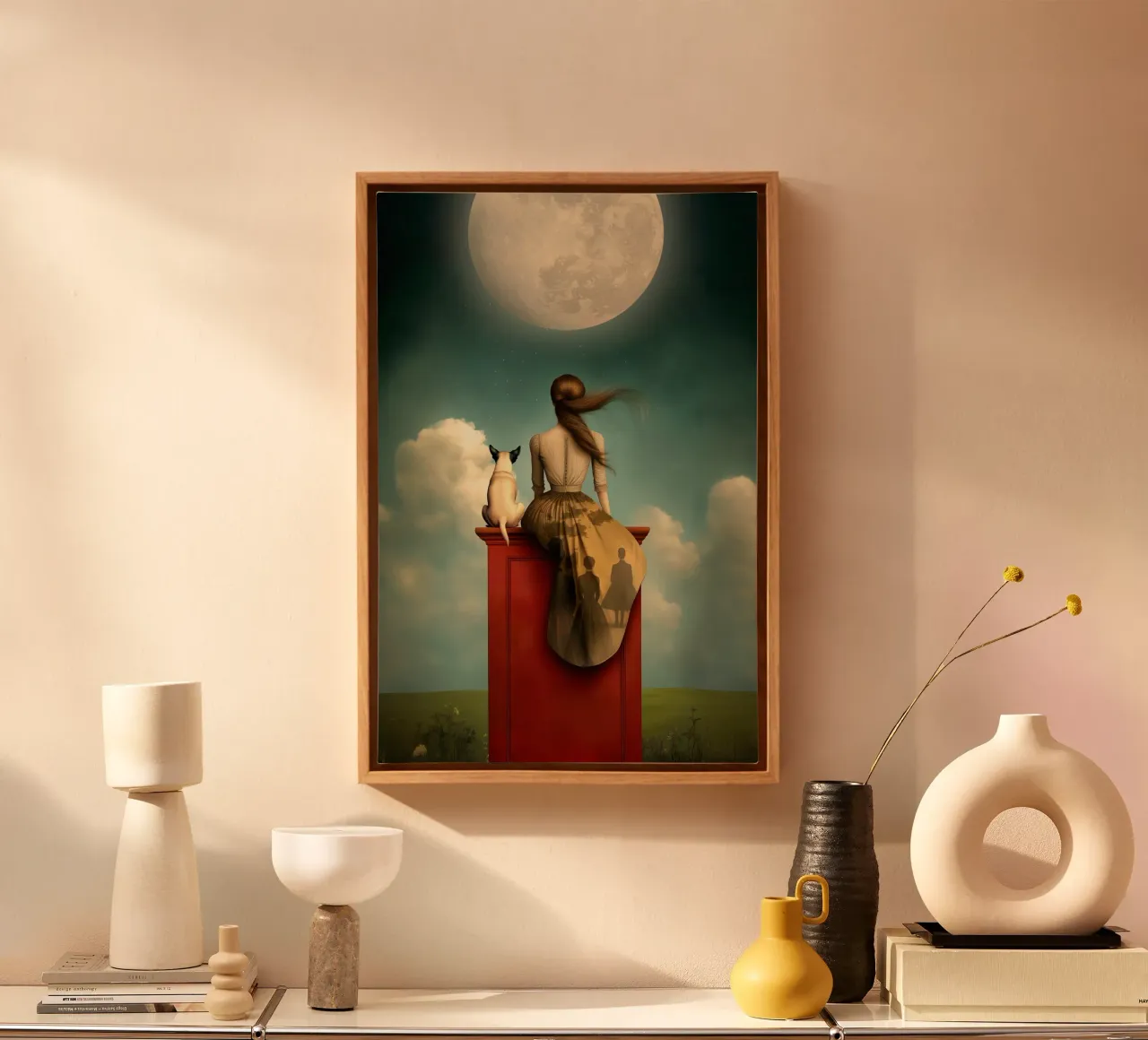 The Moon canvas with Floater frame by christephania