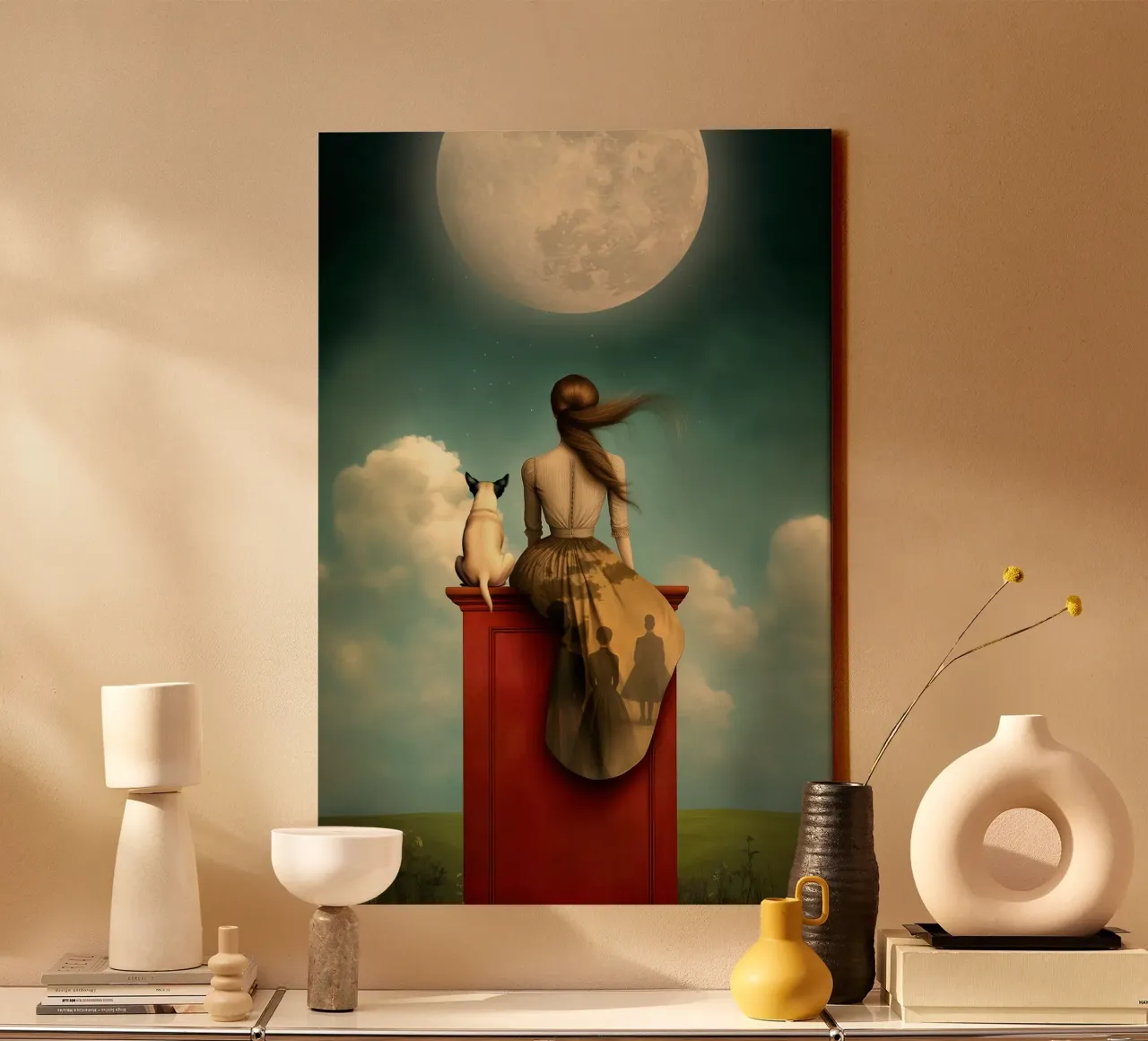 The Moon canvas with Floater frame by christephania