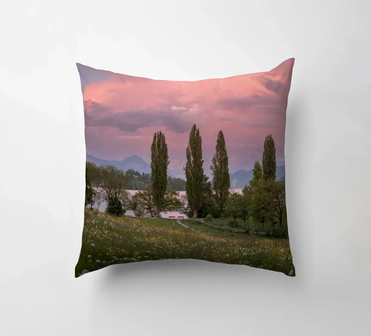 Lucerna: tramonto al Museo Richard Wagner di Wiese cuscino da LucernePictures