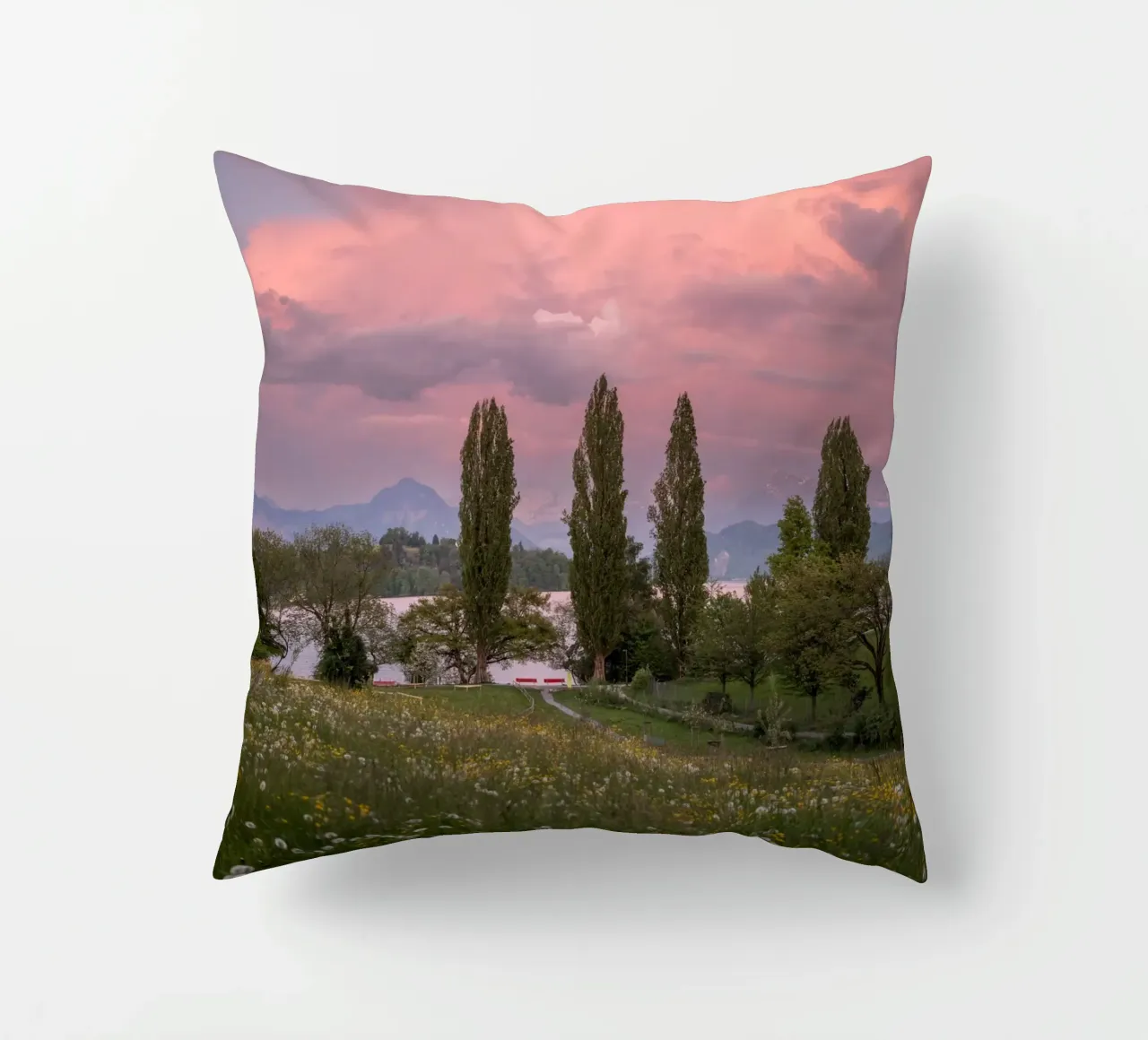 Lucerna: tramonto al Museo Richard Wagner di Wiese cuscino da LucernePictures