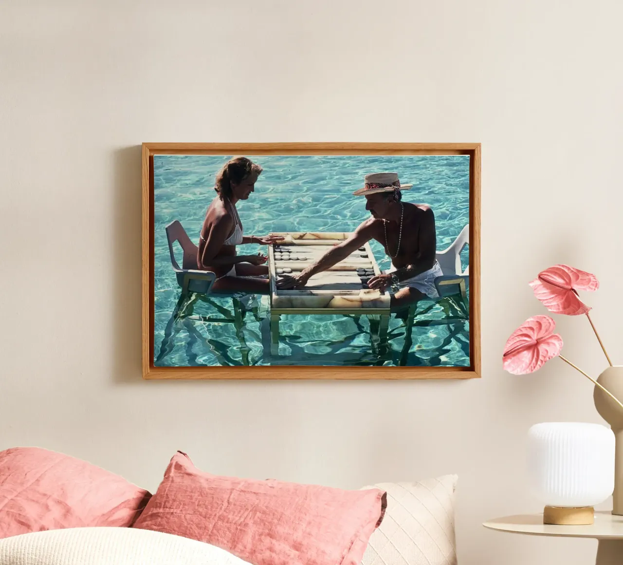 Retro Print, Slim Aarons Poster, Vintage Kunst canvas met Baklijst van TheTravelClub
