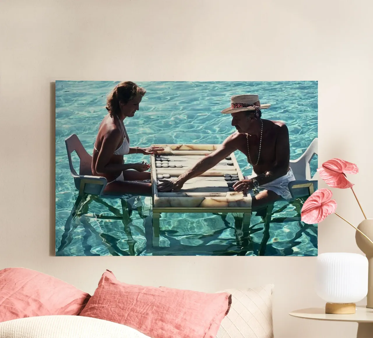 Retro Print, Slim Aarons Poster, Vintage Kunst canvas met Baklijst van TheTravelClub