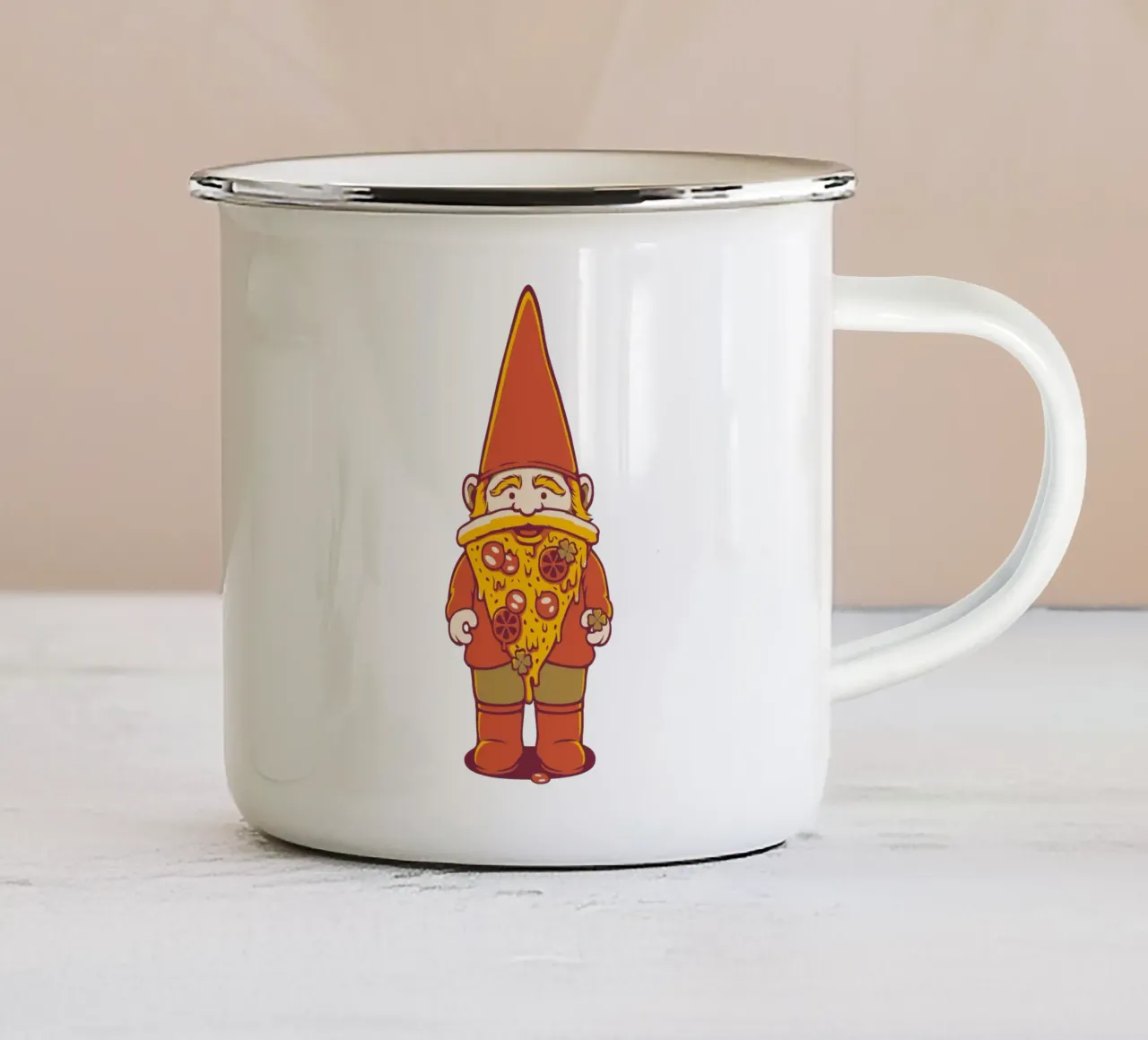 Pizza Gnome tazza in smalto da Tobe Fonseca