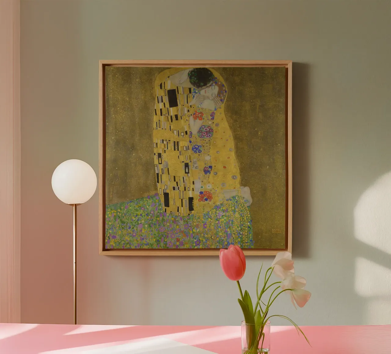 Gustav Klimt il bacio tela con Cornice a cassetta da 50 masterpieces