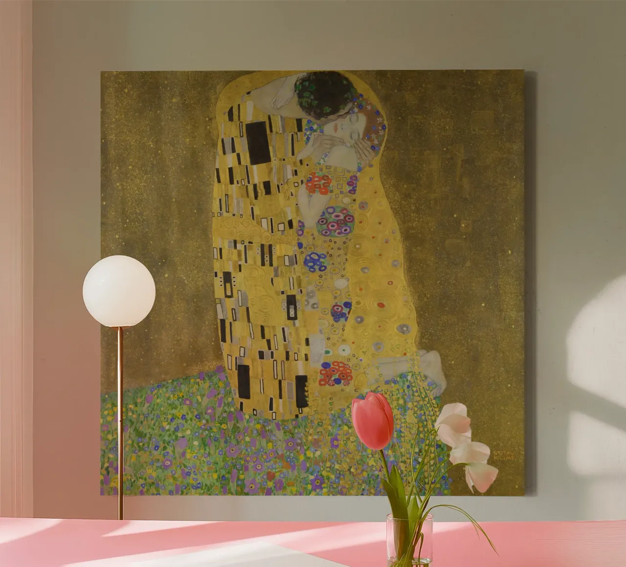 Gustav Klimt il bacio tela con Cornice a cassetta da 50 masterpieces