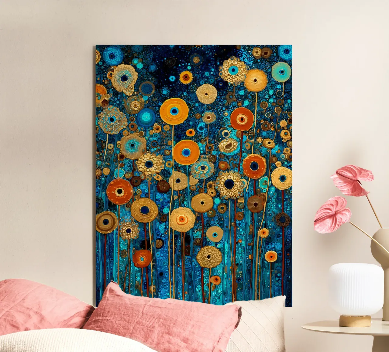 Flowers Garden Abstract A, style Gustav Klimt alluminio dibond da Mateo