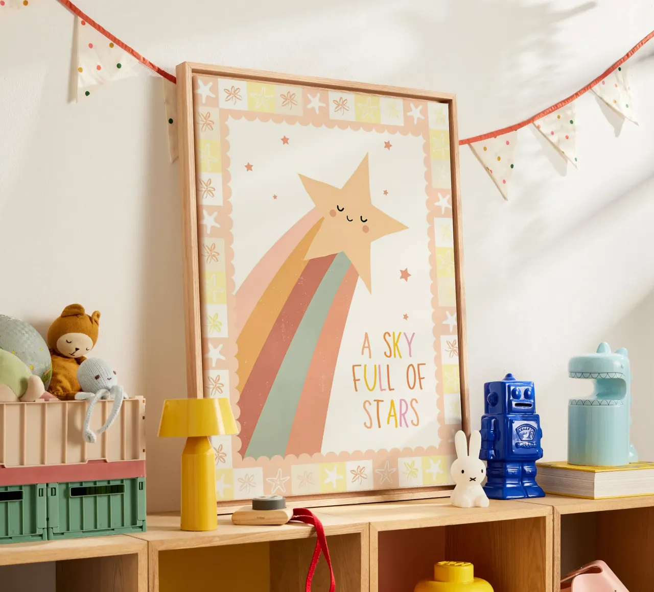 Un cielo lleno de estrellas, impresión de estrellas, arte celestial de pared lienzo con Marco flotante de SunshinePrints